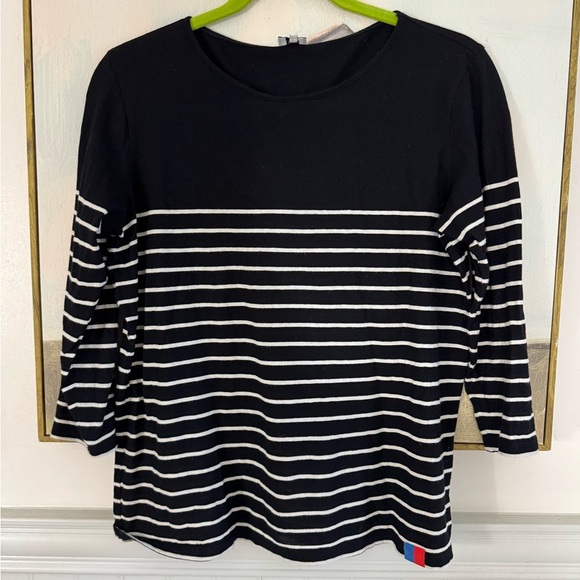 KULE Black And White Striped Blanche Shirt Quarter Sleeve Size Small - Picture 2 of 6